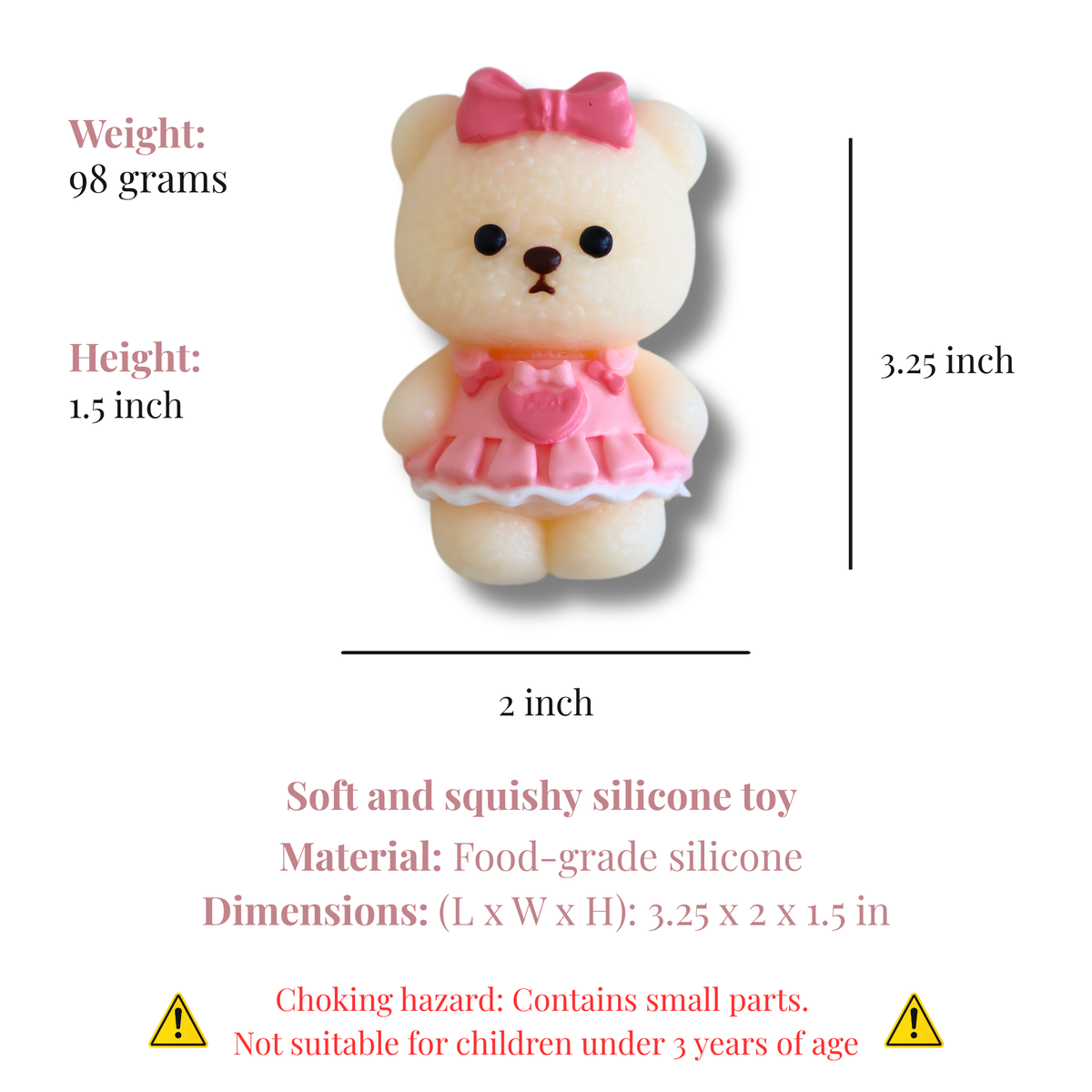 Squishy Taba Ourson Rose Bonbon