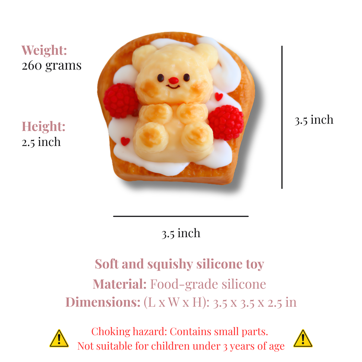 Honey Bear Raspberry Toast Taba Squishy