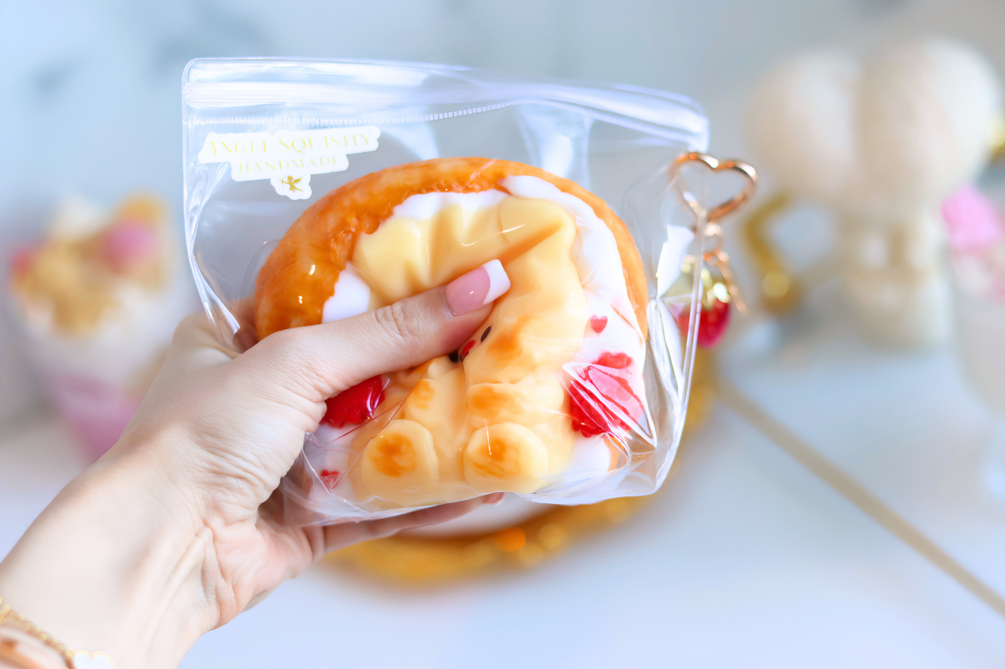 Honey Bear Raspberry Toast Taba Squishy