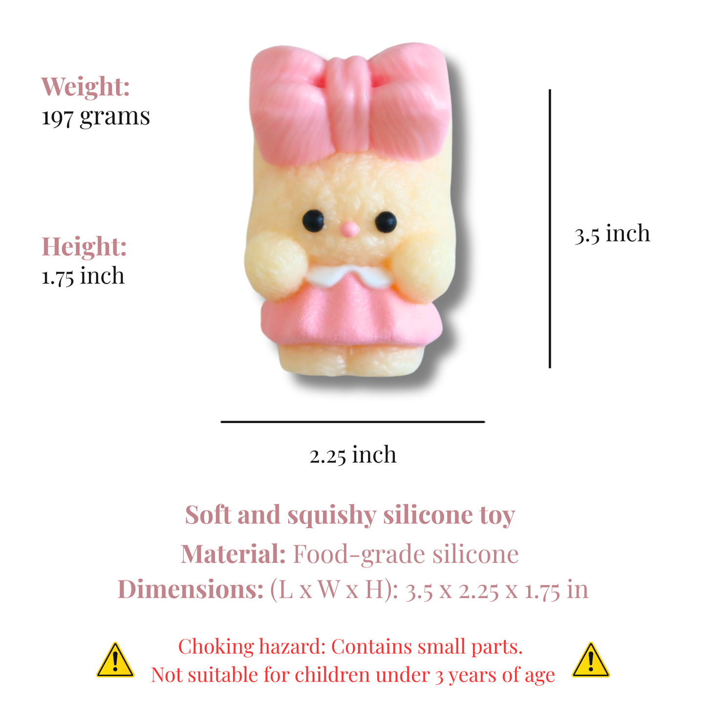 Pink Bow Bunny Taba Squishy