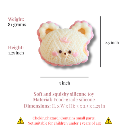 Cozy Cream Knitted Bear Taba Squishy