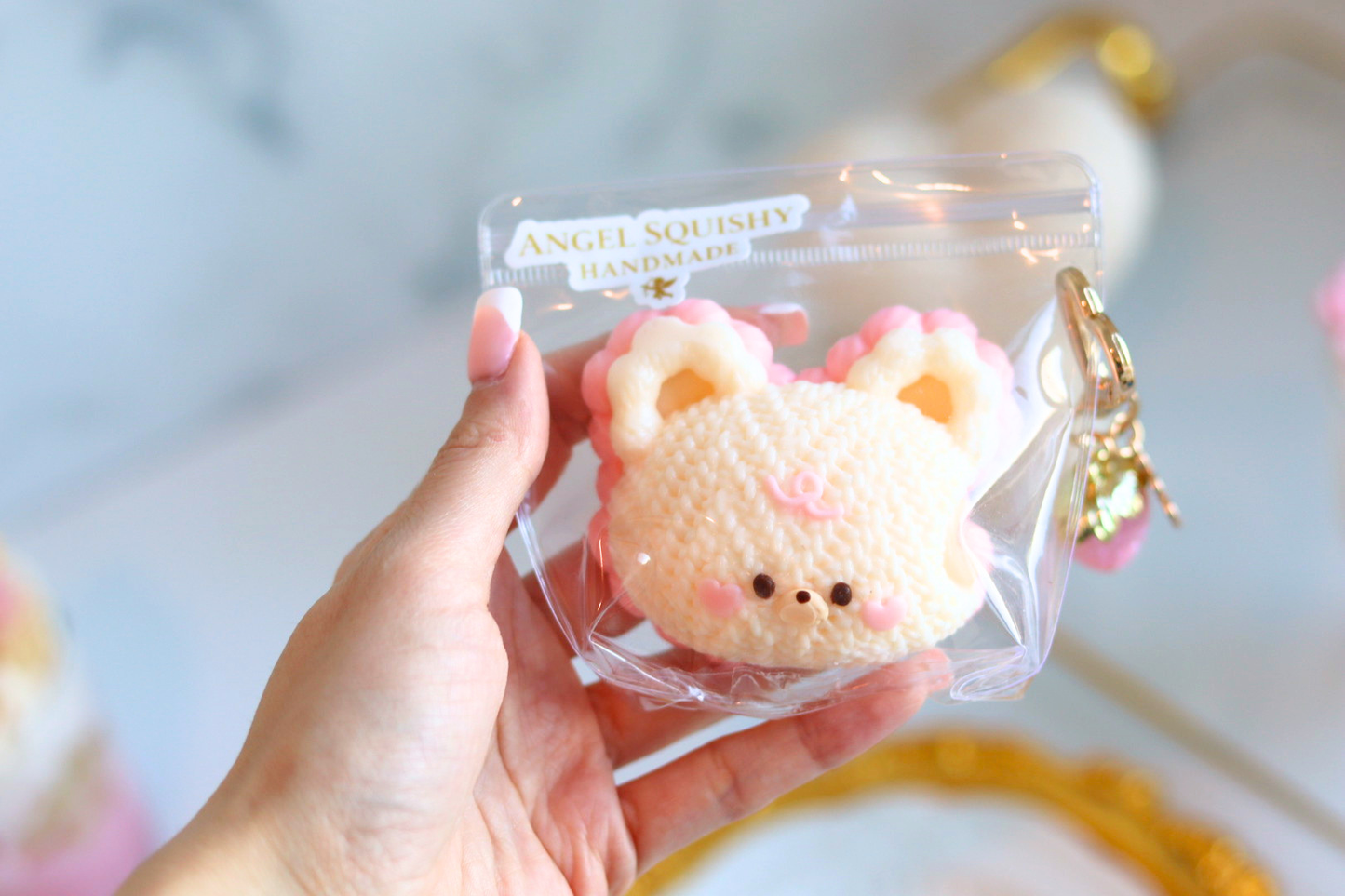 Cozy Cream Knitted Bear Taba Squishy